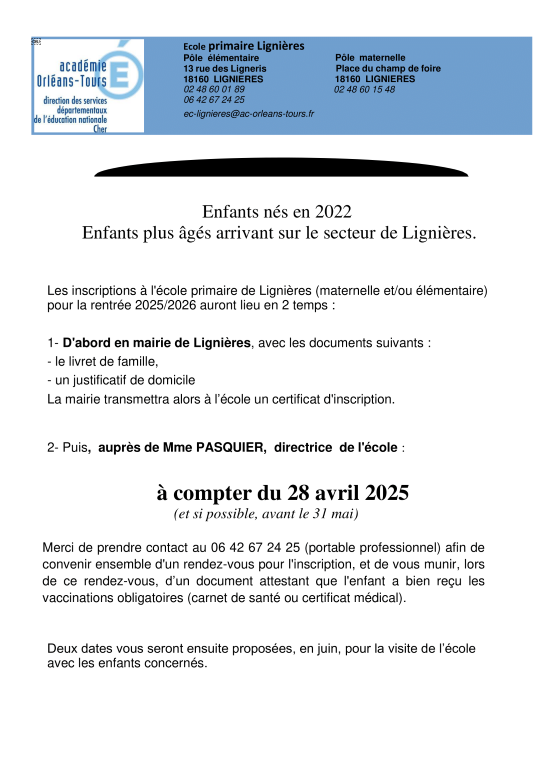 AFFICHE ECOLE INSCRIPTION