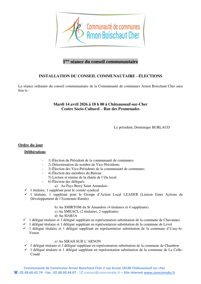 affichage OJ CC 14.04.2026 INSTALLATION CONSEIL COMMUNAUTAIRE 1