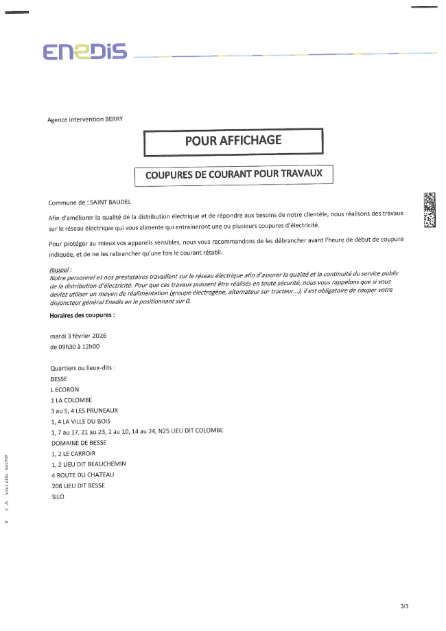 enedis coupure pour travaux